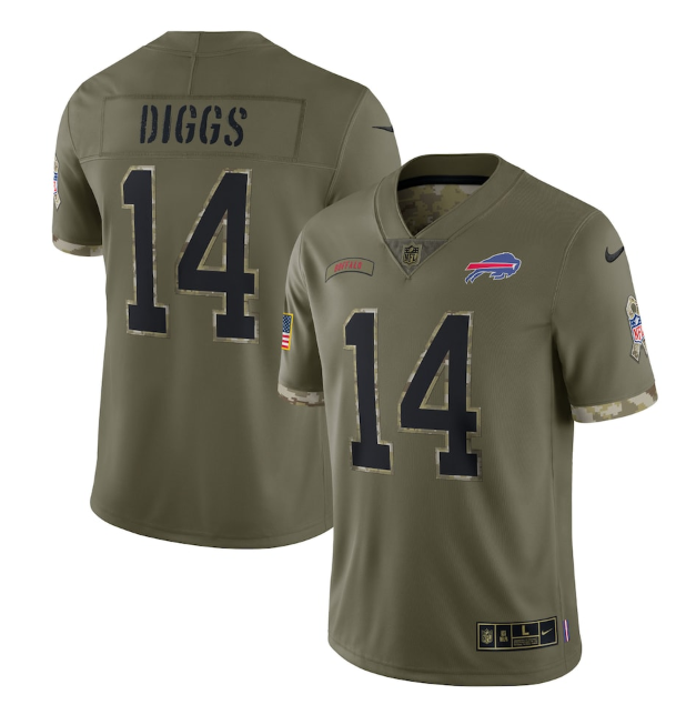 Men's Buffalo Bills #14 Stefon Diggs Olive 2022 Salute To Service Limited Stitched Jersey